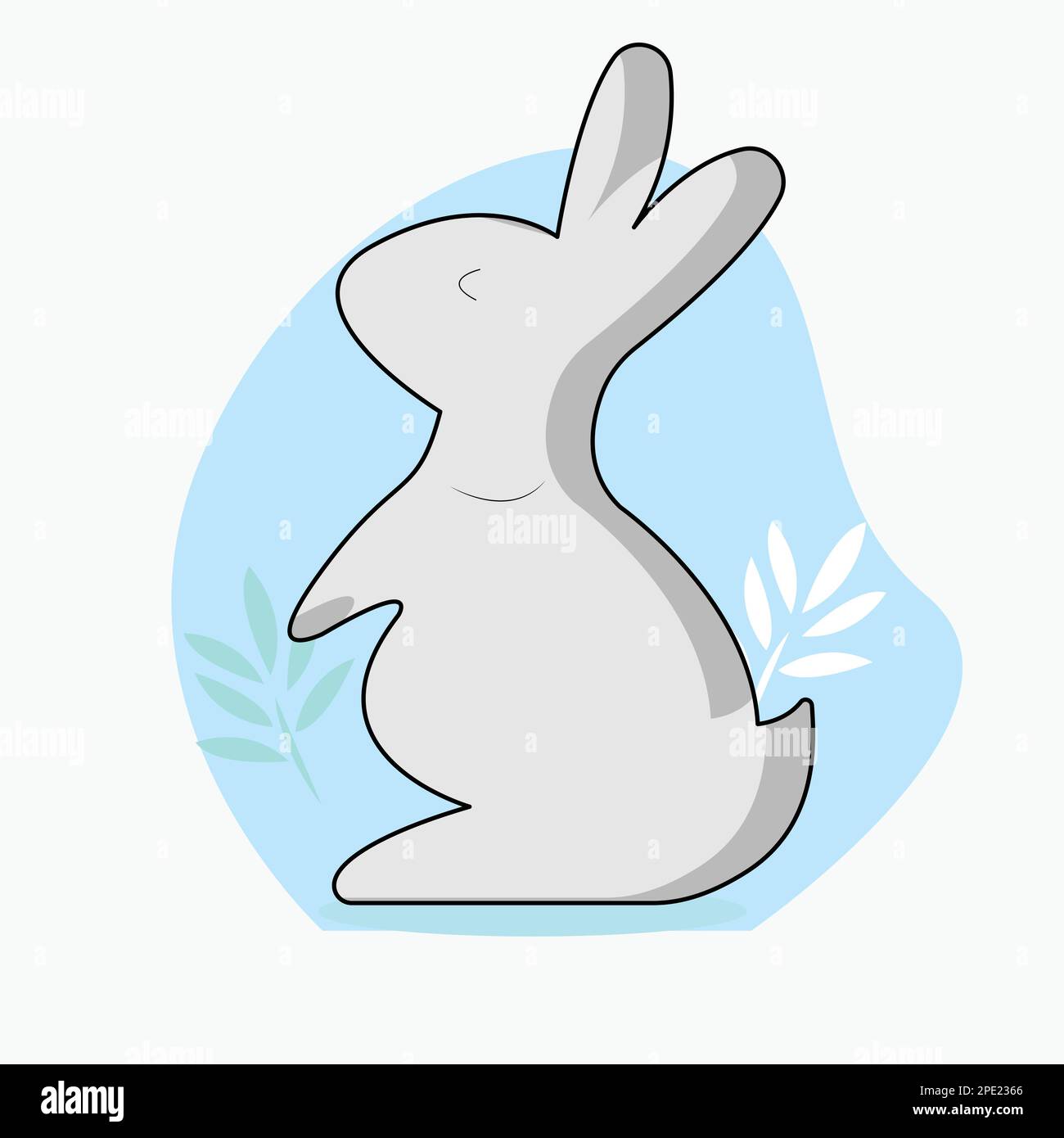 Simple Cartoon Bunny Isolated White Background Stock Vector by