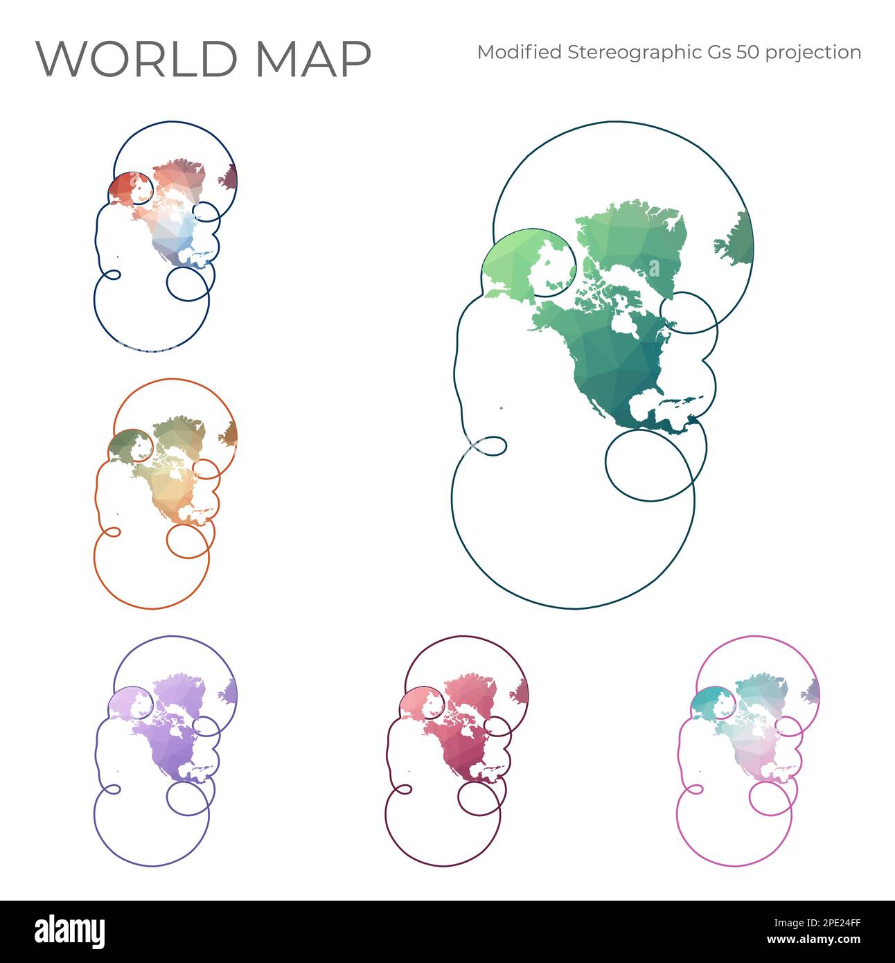 Low Poly World Map Set Modified - Low Poly World Map Set Modified Stereographic Projection For The United States Including Alaska And Hawaii Collection Of The World Maps In Geometric 2PE24FF 