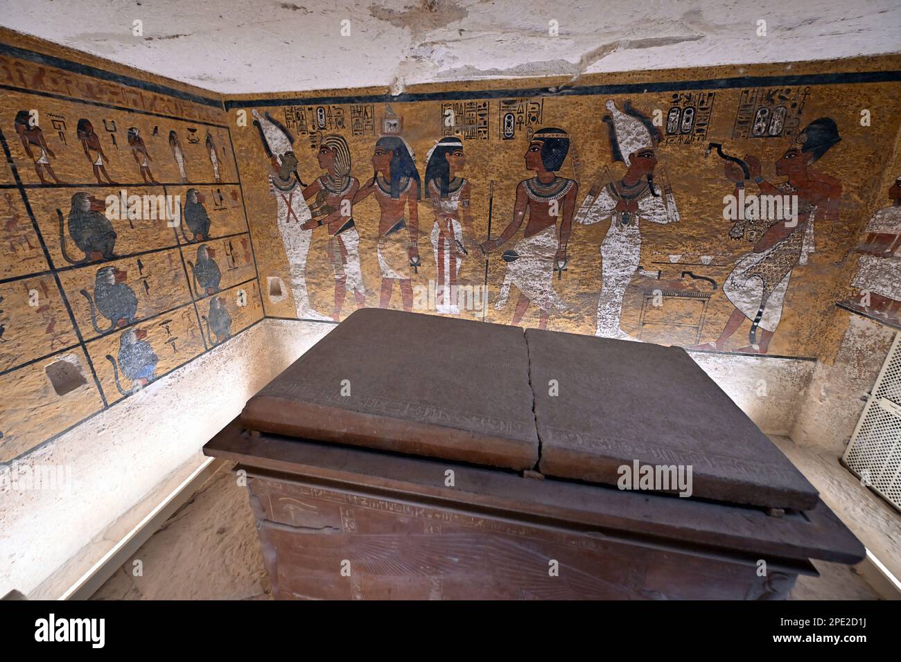 Illustration picture shows a visit to the Tomb of Tutankhamon, on the second day of a royal visit to Egypt, from 14 to 16 March, in the Valley of the Kings, in Luxor, Egypt, Wednesday 15 March 2023. The Queen and the Crown Princess are in the country for an official three-day trip. They undertake the same trip to Egypt that Queen Elisabeth (the wife of King Albert I) and her son Leopold - later King Leopold III - did exactly 100 years ago. BELGA PHOTO ERIC LALMAND Stock Photo