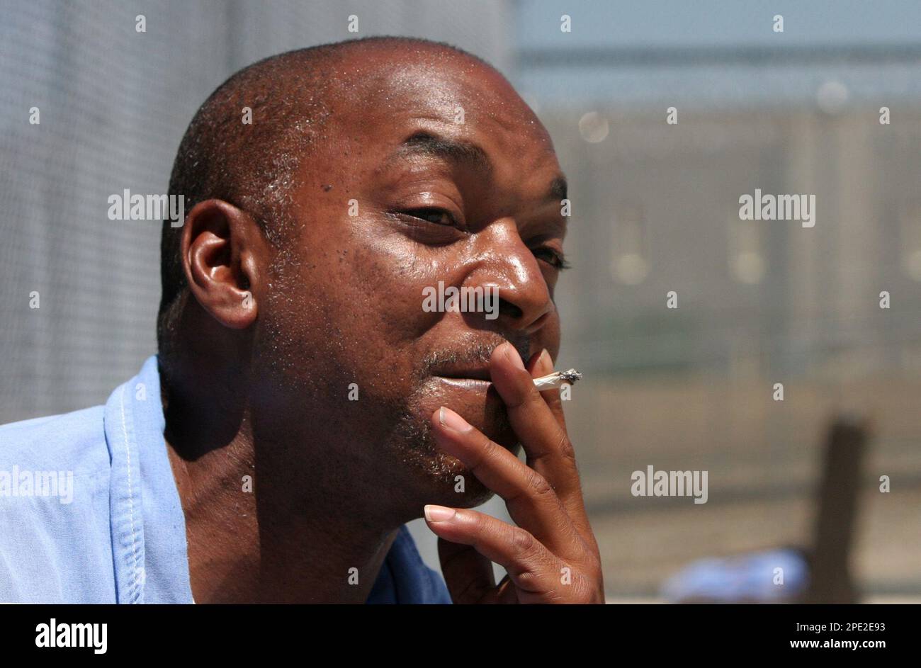 tobacco in prison Randel Davis, an inmate at California stae Prison, Sacramento, enjoys a  hand-rolled cigarette in the prison's minimum security yard, in Repressa,  Calif., Wednesday, June 29, 2005. A new law to take effect