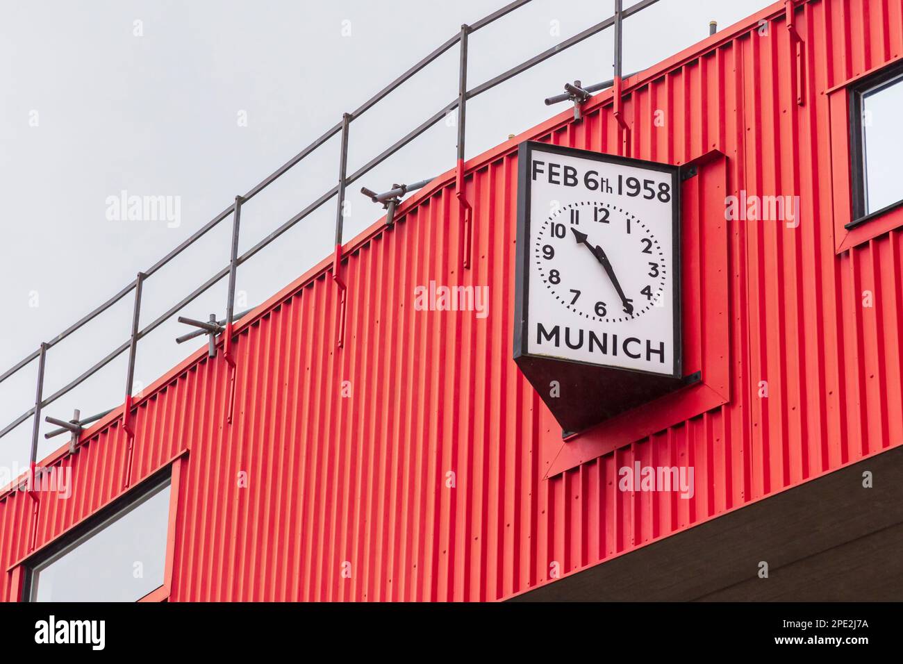 Munich Clock Memorial at Old Trafford, Home of Manchester United Stock Photo