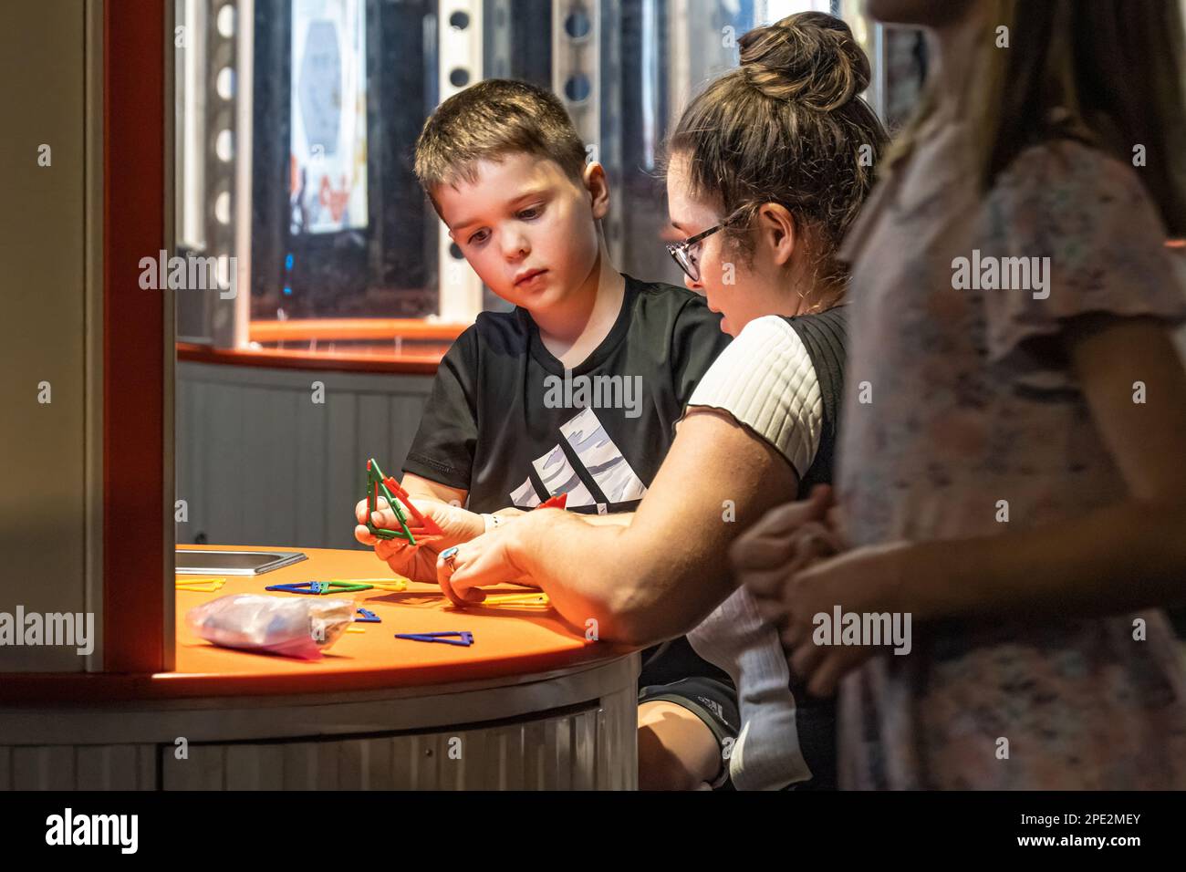 Hands-on learning at the Museum of Science and History (MOSH) in downtown Jacksonville, Florida. (USA) Stock Photo