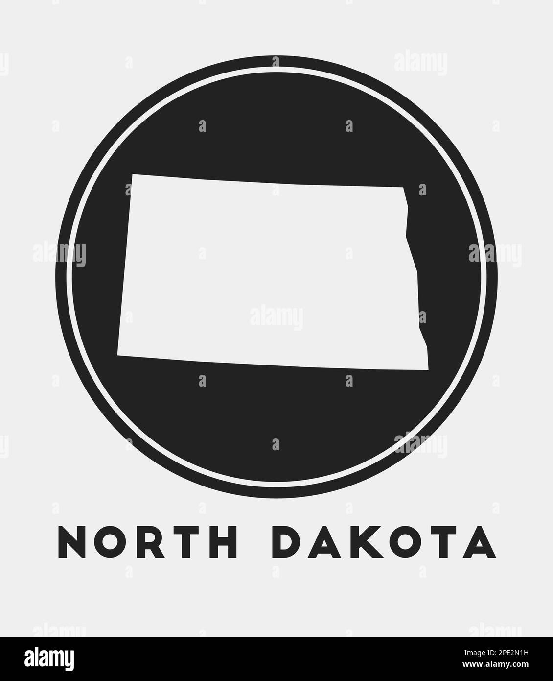 North Dakota icon. Round logo with US state map and title. Stylish ...