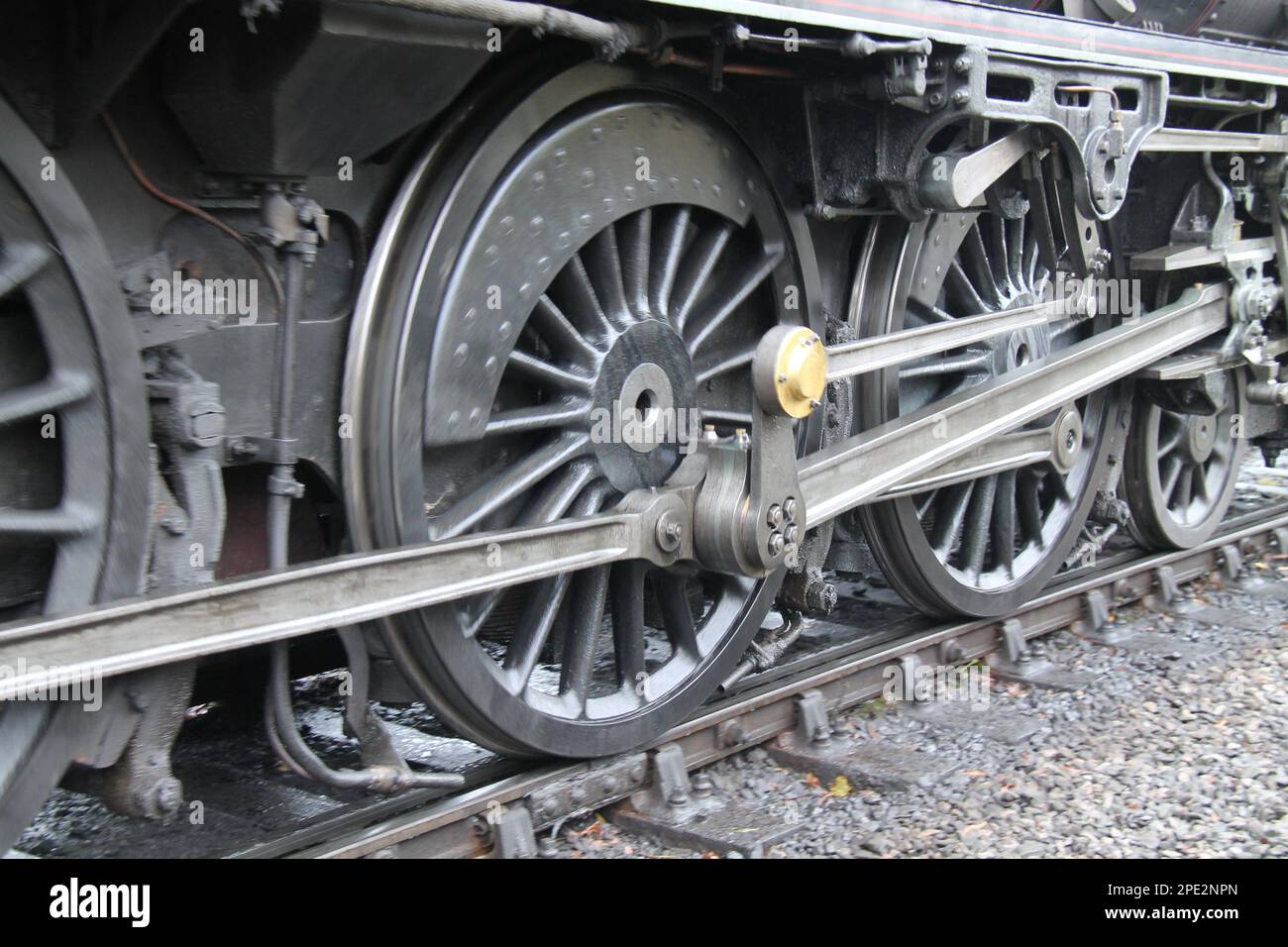 The Large Wheels of a Powerful Steam Train Engine Stock Photo - Alamy