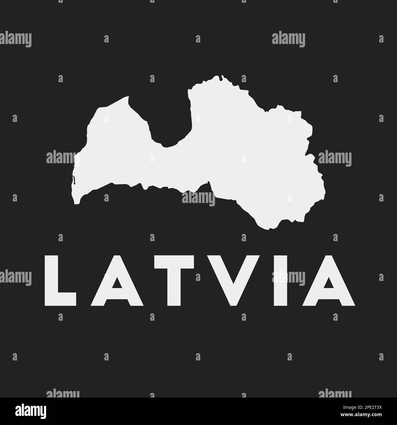 Latvia icon. Country map on dark background. Stylish Latvia map with country name. Vector illustration. Stock Vector