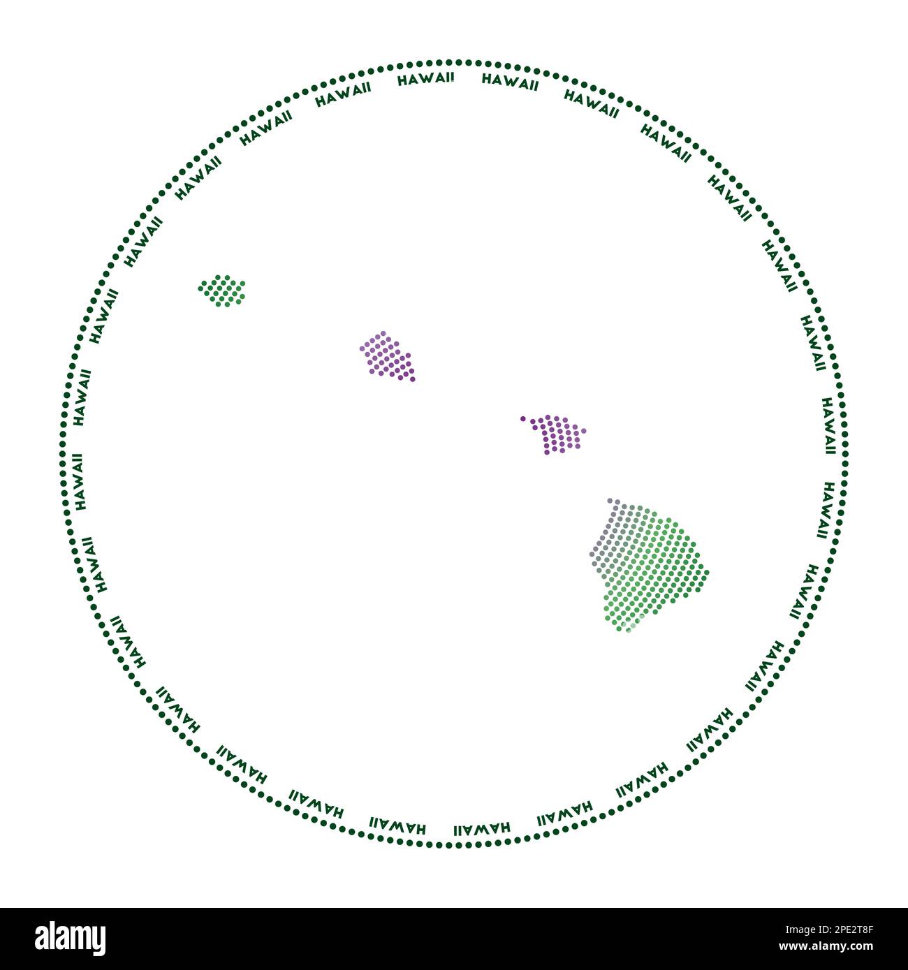 Hawaii round logo. Digital style shape of Hawaii in dotted circle with ...