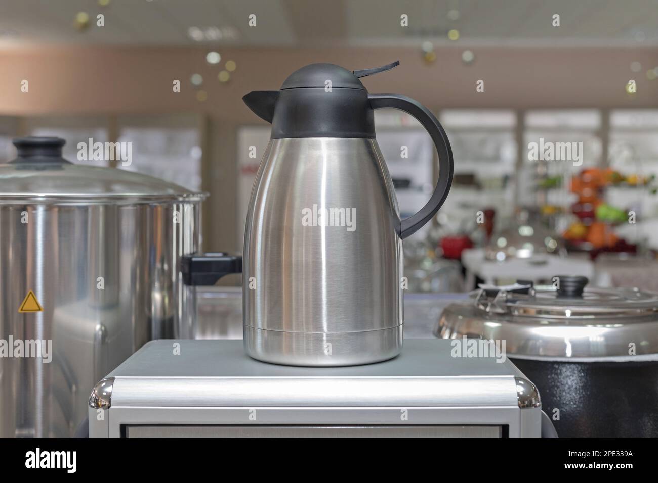 Stainless Steel Coffee Tea Thermos Jug Insulated Pitcher Stock Photo