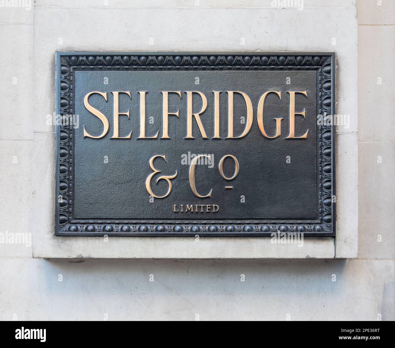 Exterior of the iconic Selfridge & Co building on a bustling London