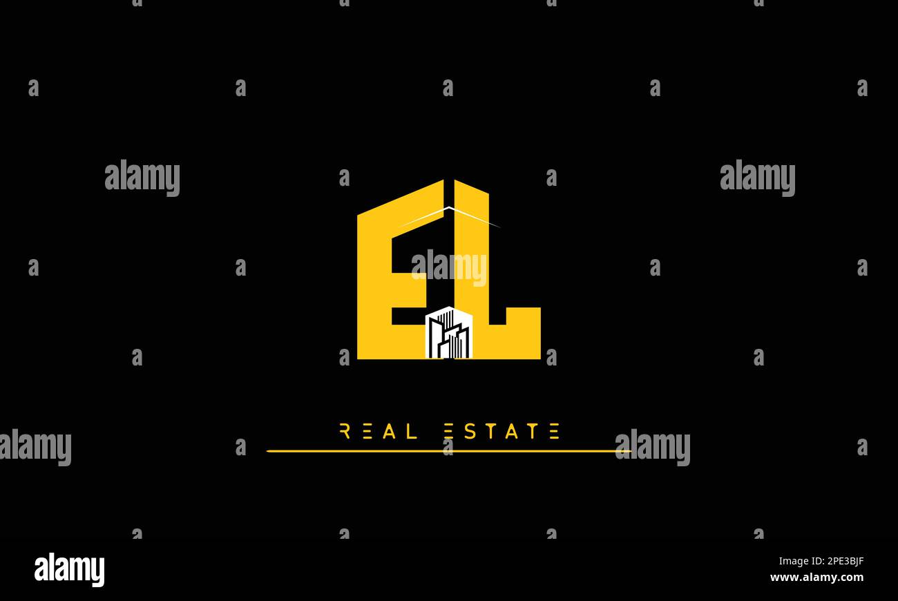 Real Estate letters Initials Monogram logo EL , LE Stock Vector