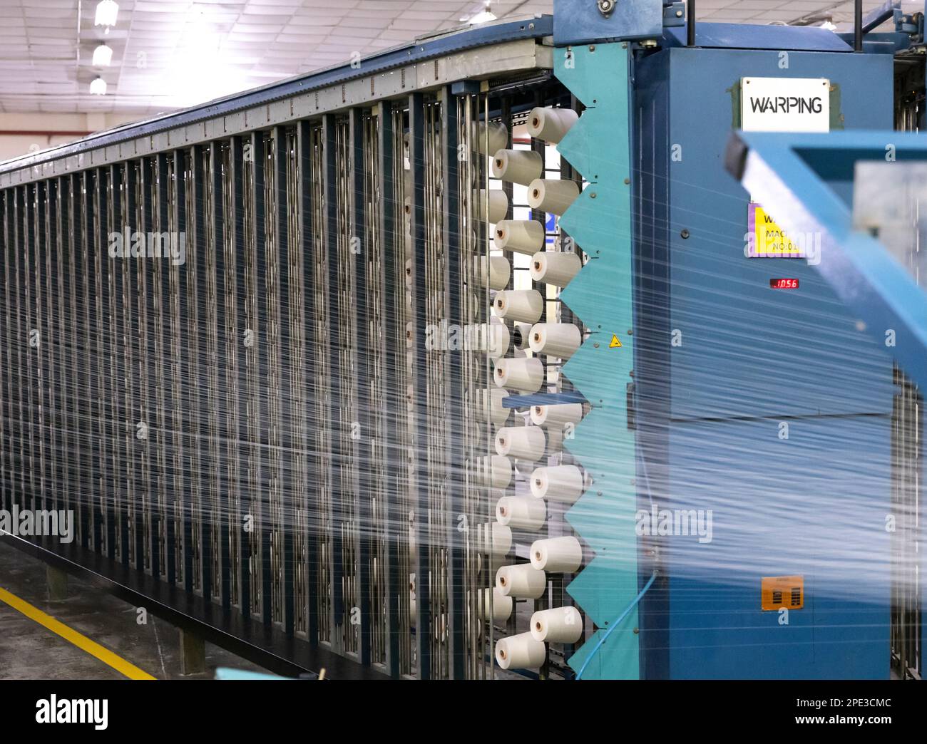 warping process in a linen factory Stock Photo Alamy