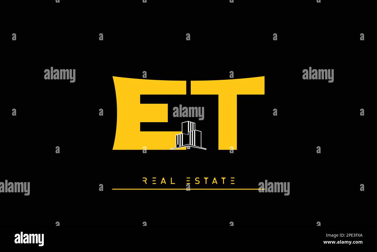 Real Estate letters Initials Monogram logo ET , TE Stock Vector