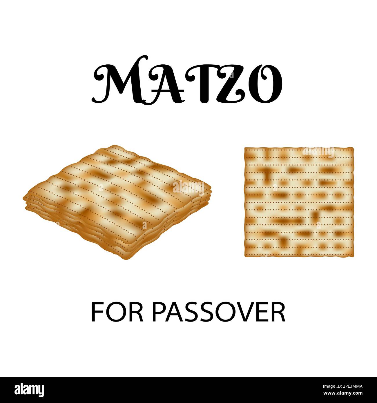 Matzo bread, an important symbol of the Jewish holiday of Passover, representing the haste and exodus of the Israelites from Egypt. Unleavened bread d Stock Vector