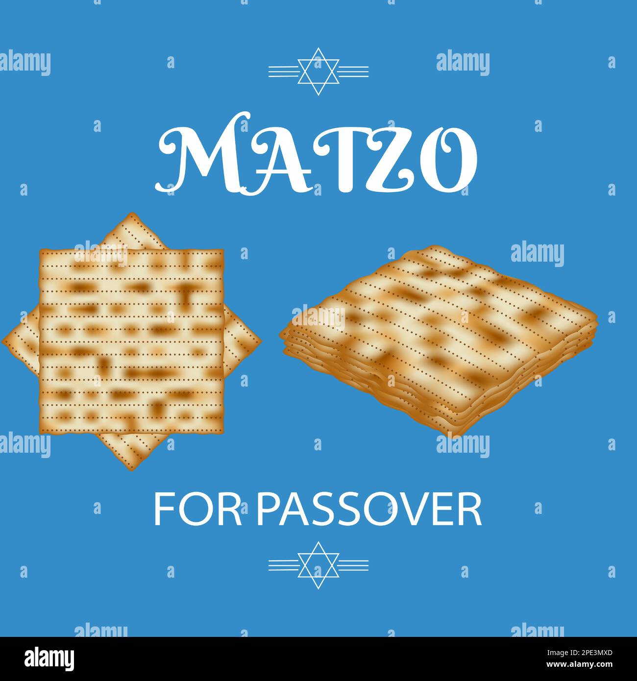 Freshly baked matzo bread, traditionally consumed during the Jewish holiday of Passover. Symbolizes the Israelites' hasty departure from Egypt, withou Stock Vector