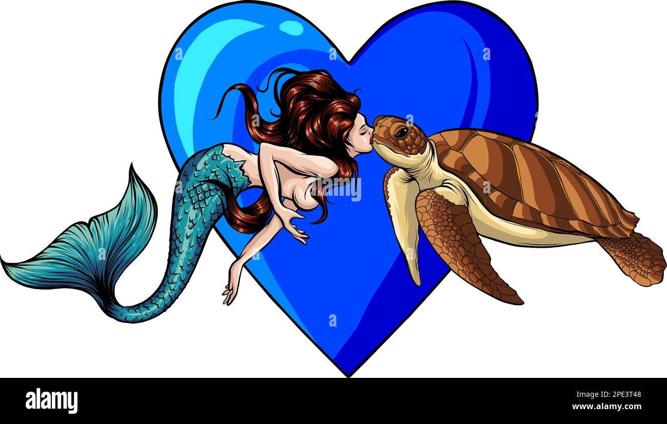 Top Land Trading - Little Mermaid With Baby Sea Turtle