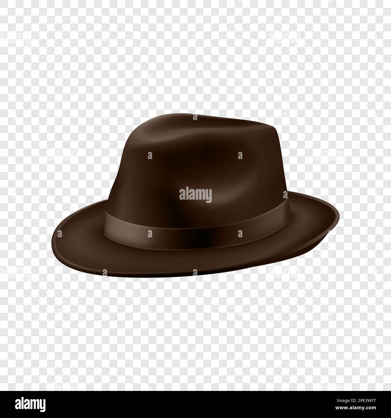 Vector 3d Realistic Brown Vintage Classic Gentleman Hat, Cap Icon
