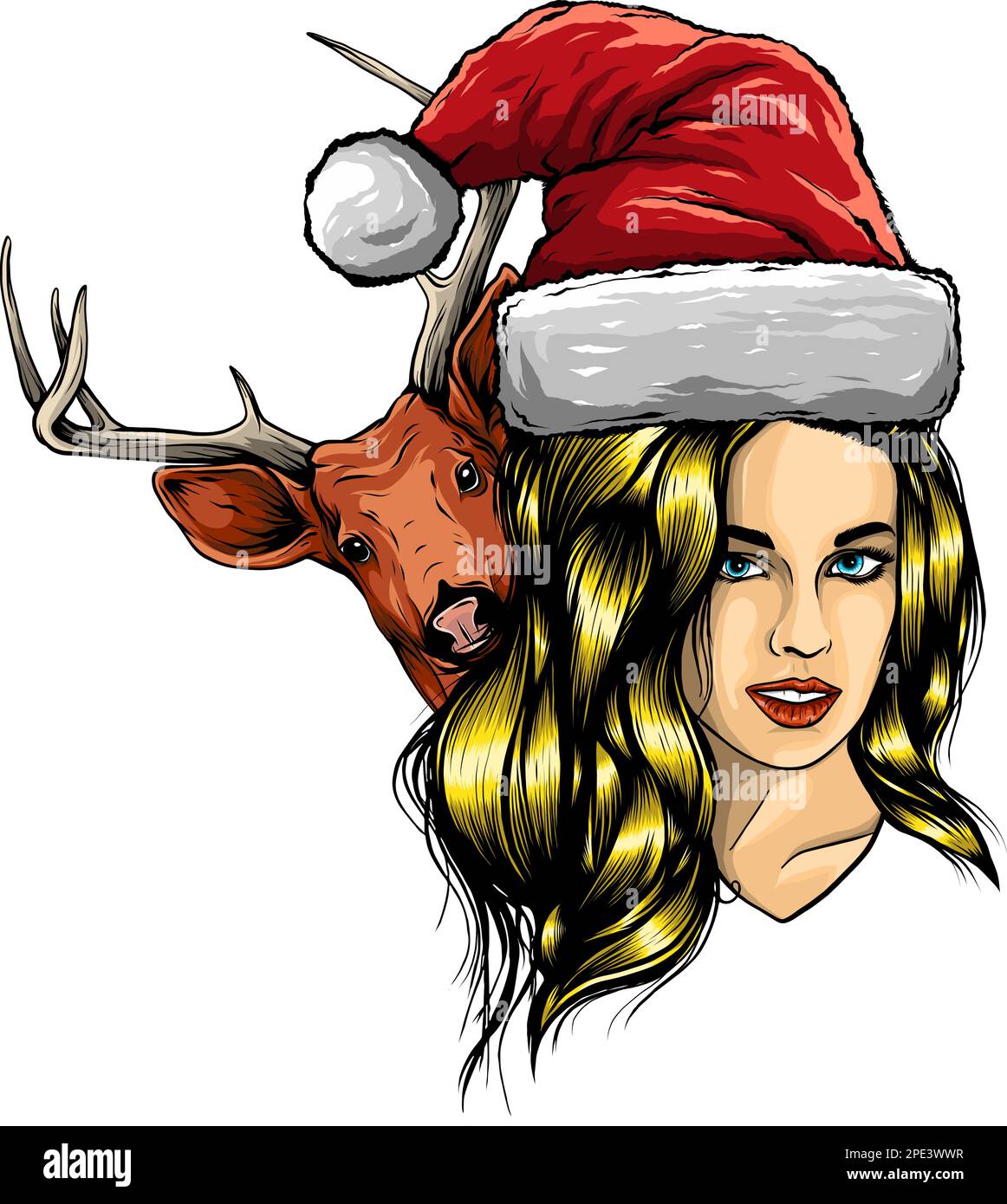 Beautiful girl with long hair. Vector illustration for greeting Stock ...
