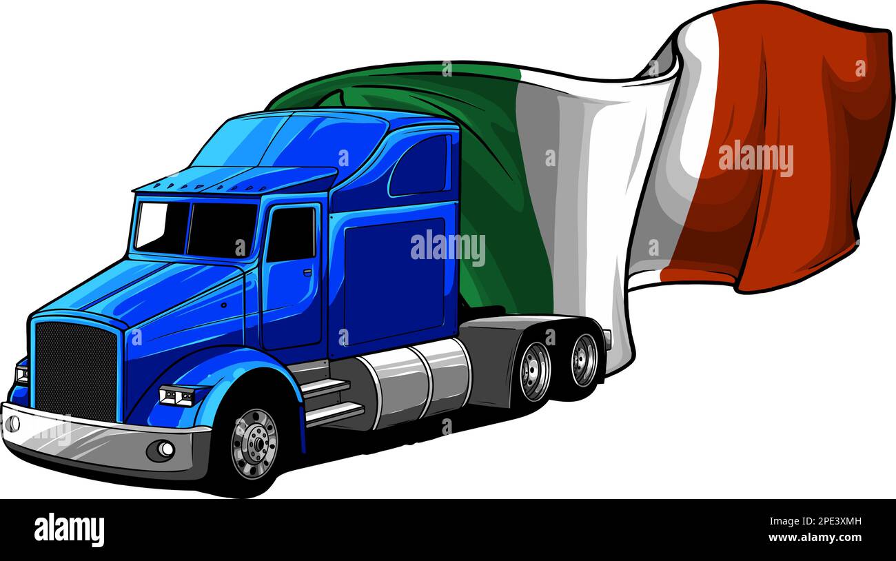 Classic American Truck with italian flag Stock Vector