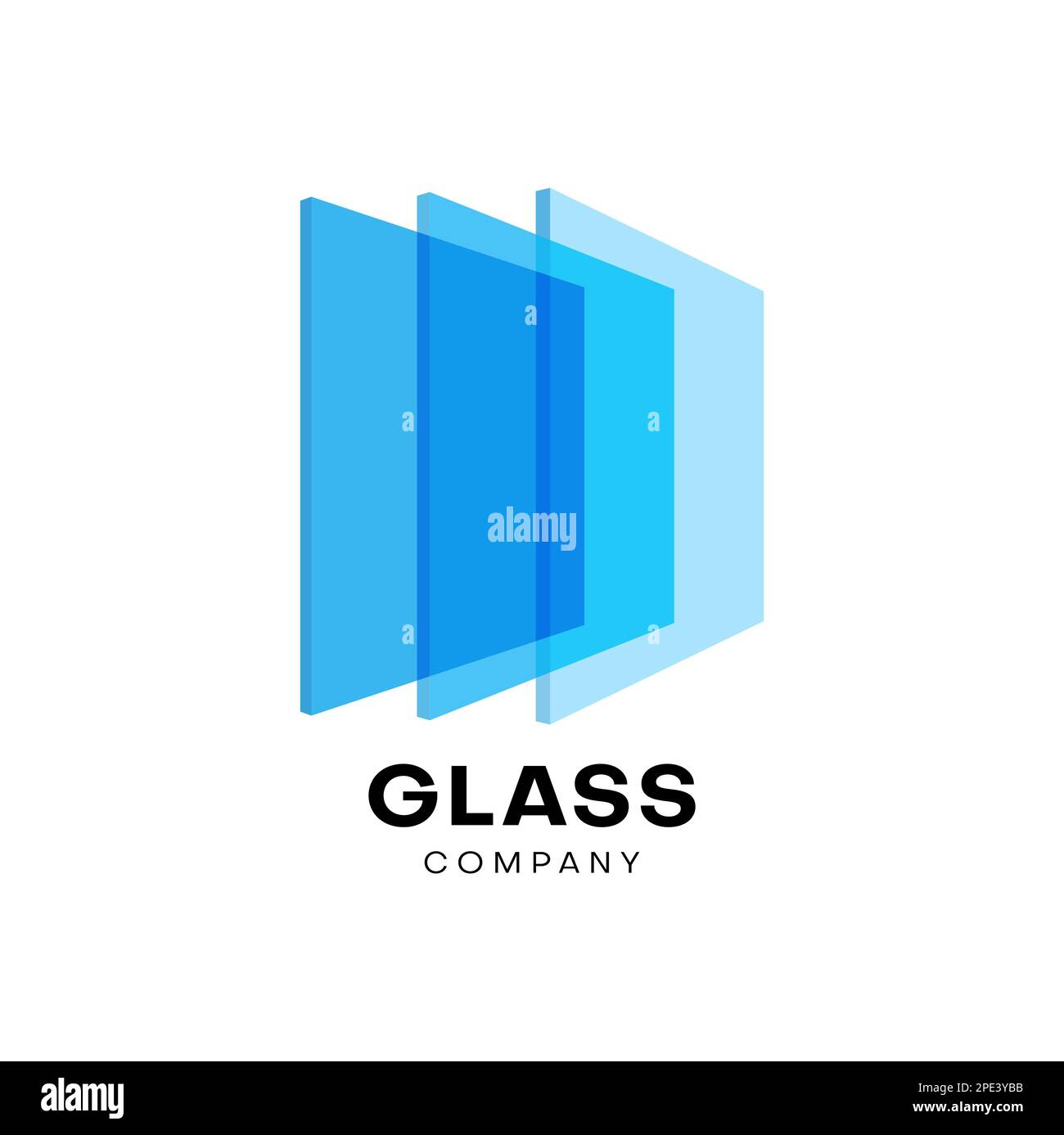 Glass icon with vector rectangular sheets of transparent blue plate or