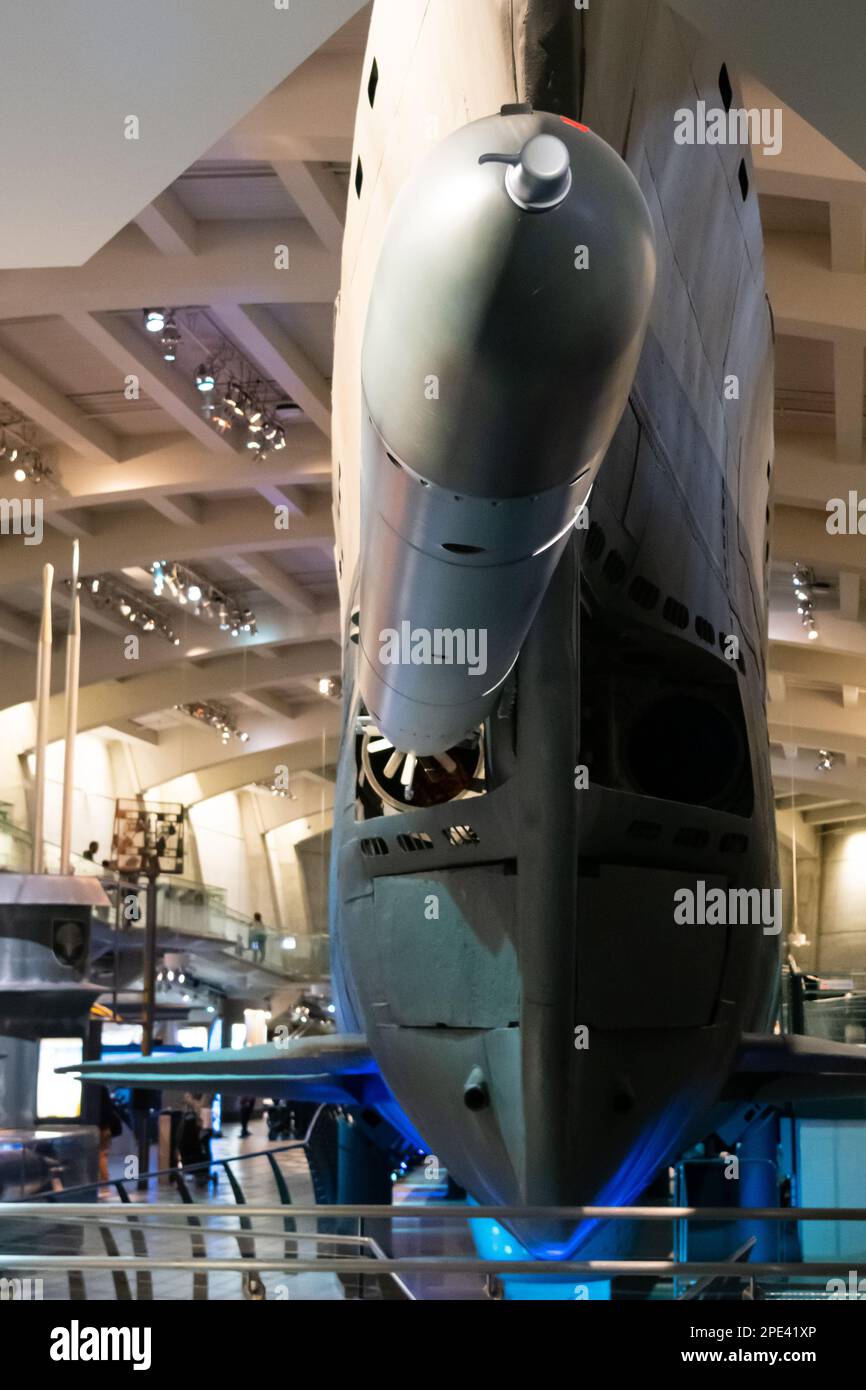 Chicago, IL, USA - March 6, 2023: aptured German submarine U-505 Unterseeboot (U-Boat) that is currently owned and on display at the Museum of Science Stock Photo