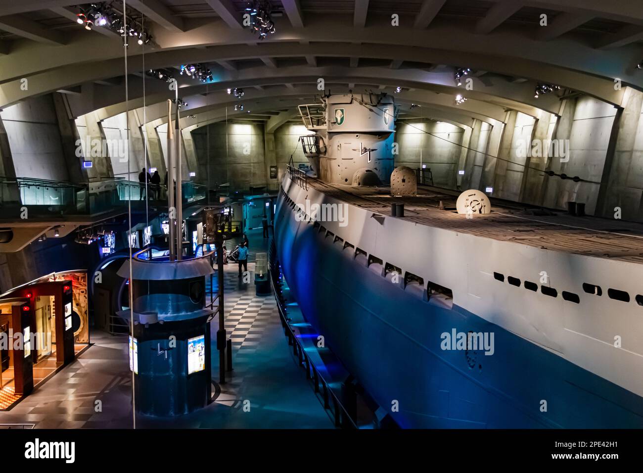 Chicago, IL, USA - March 6, 2023: aptured German submarine U-505 Unterseeboot (U-Boat) that is currently owned and on display at the Museum of Science Stock Photo
