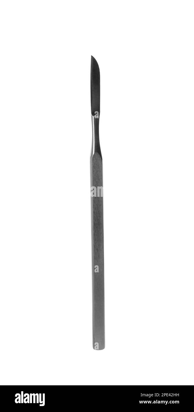 Stainless steel surgical scalpel isolated on white. Dentist's tool Stock Photo Alamy