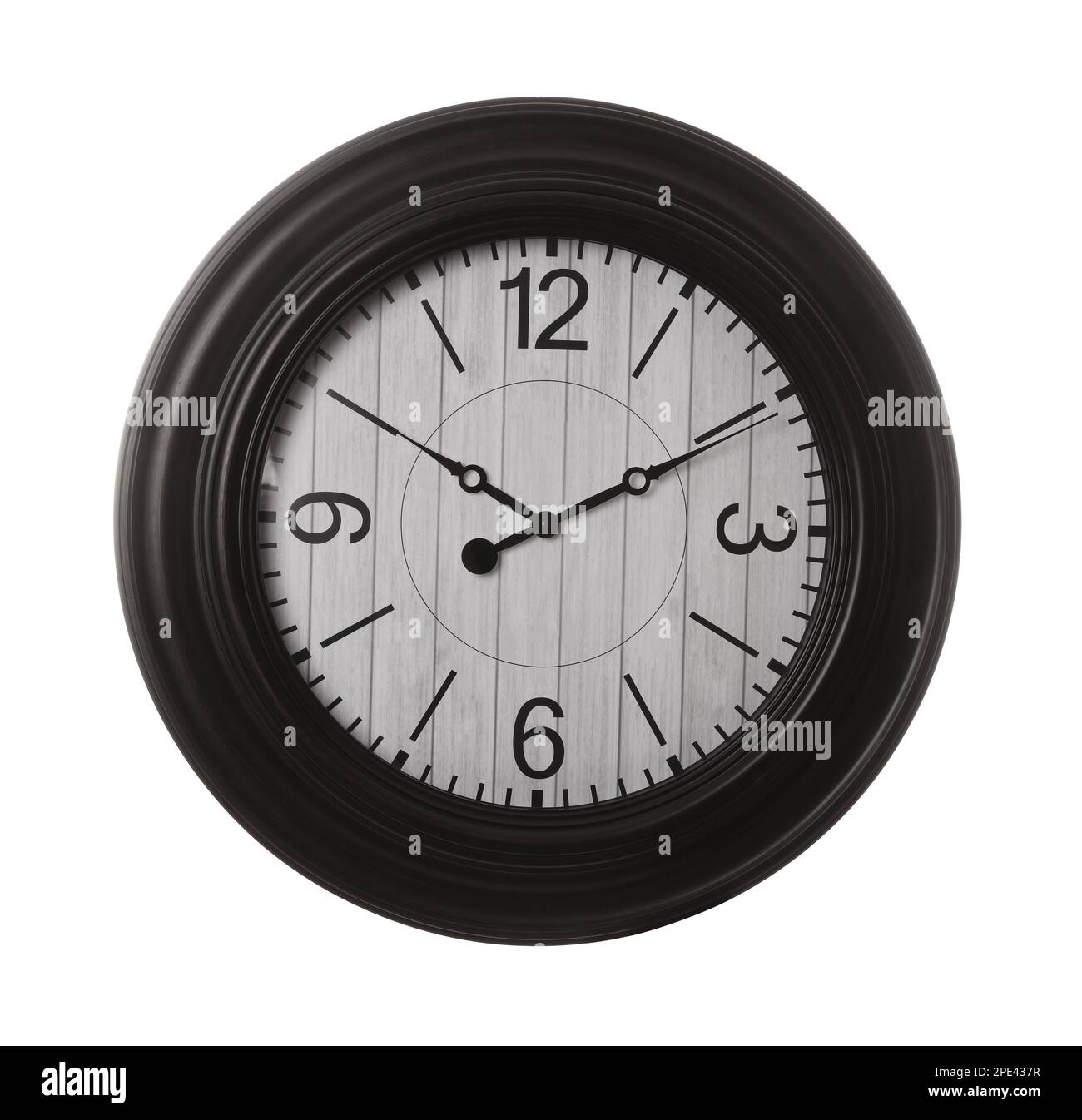 Stylish round wall clock isolated on white Stock Photo - Alamy