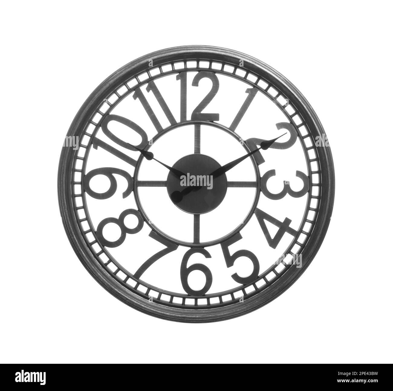 Stylish round wall clock isolated on white Stock Photo Alamy