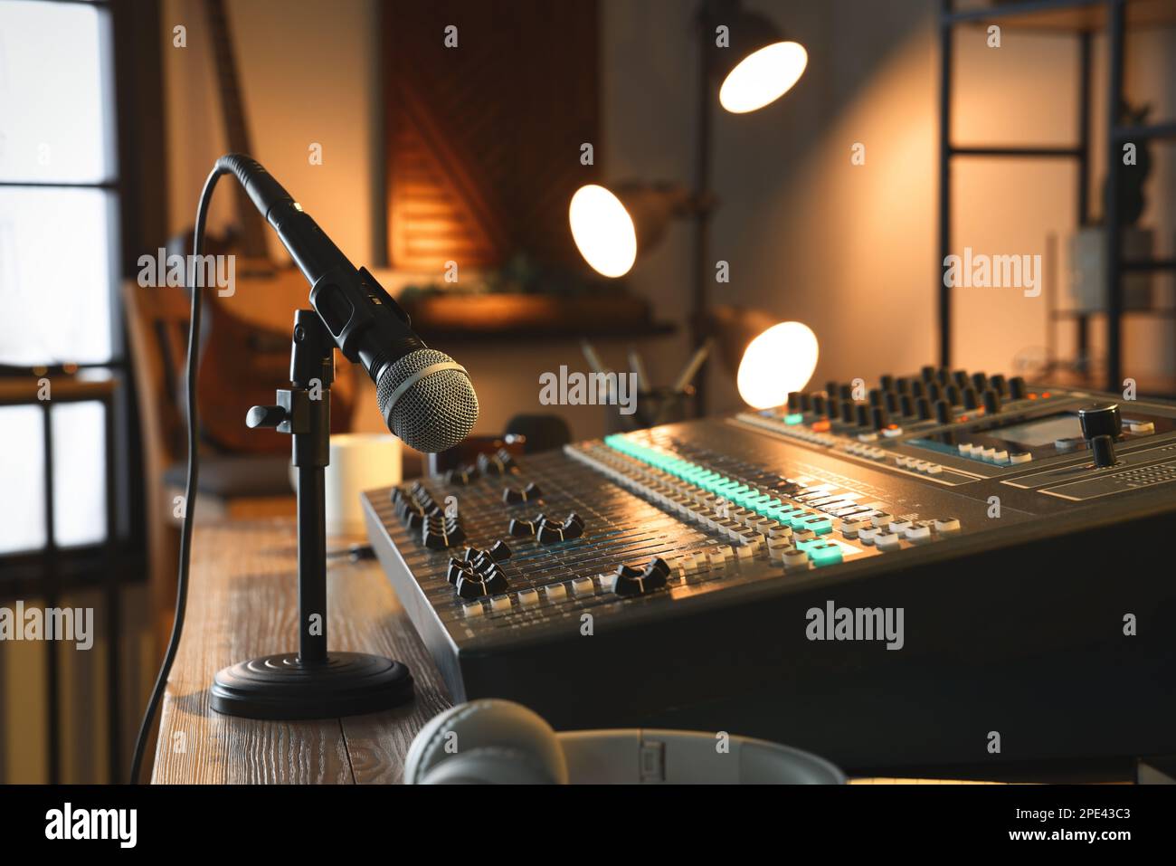 Professional audio equipment in modern radio studio Stock Photo - Alamy