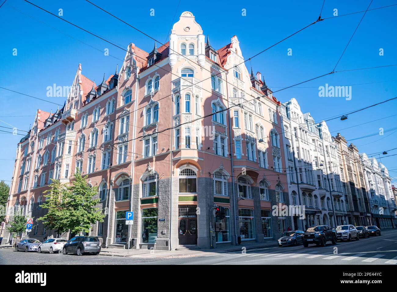 Pink Building Riga The buildings of Riga, Latvia Stock Photo - Alamy
