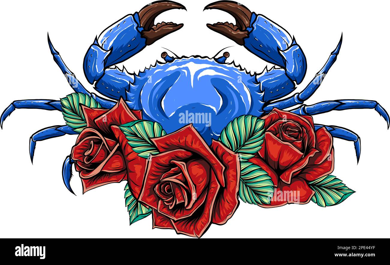 vector illustration of crab with a flower Stock Vector Image & Art Alamy