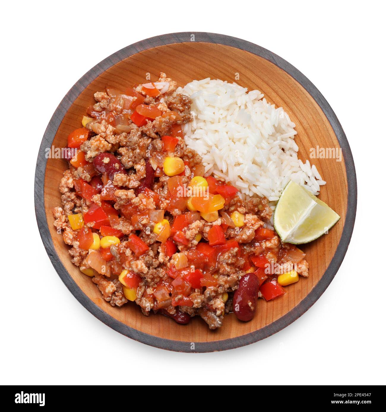 Photo inspiration: Plate Of Rice With Chili Con Carne On White Background Photo Inspiration