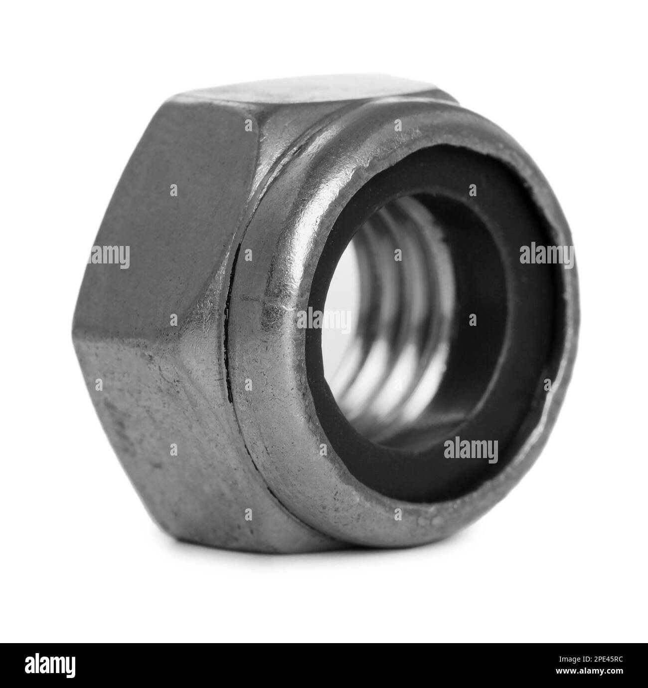 One metal lock nut isolated on white Stock Photo Alamy