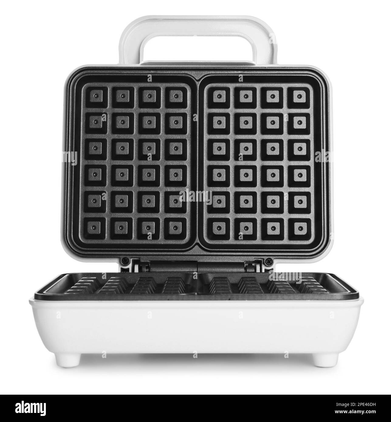 Open electric waffle maker isolated on white Stock Photo Alamy