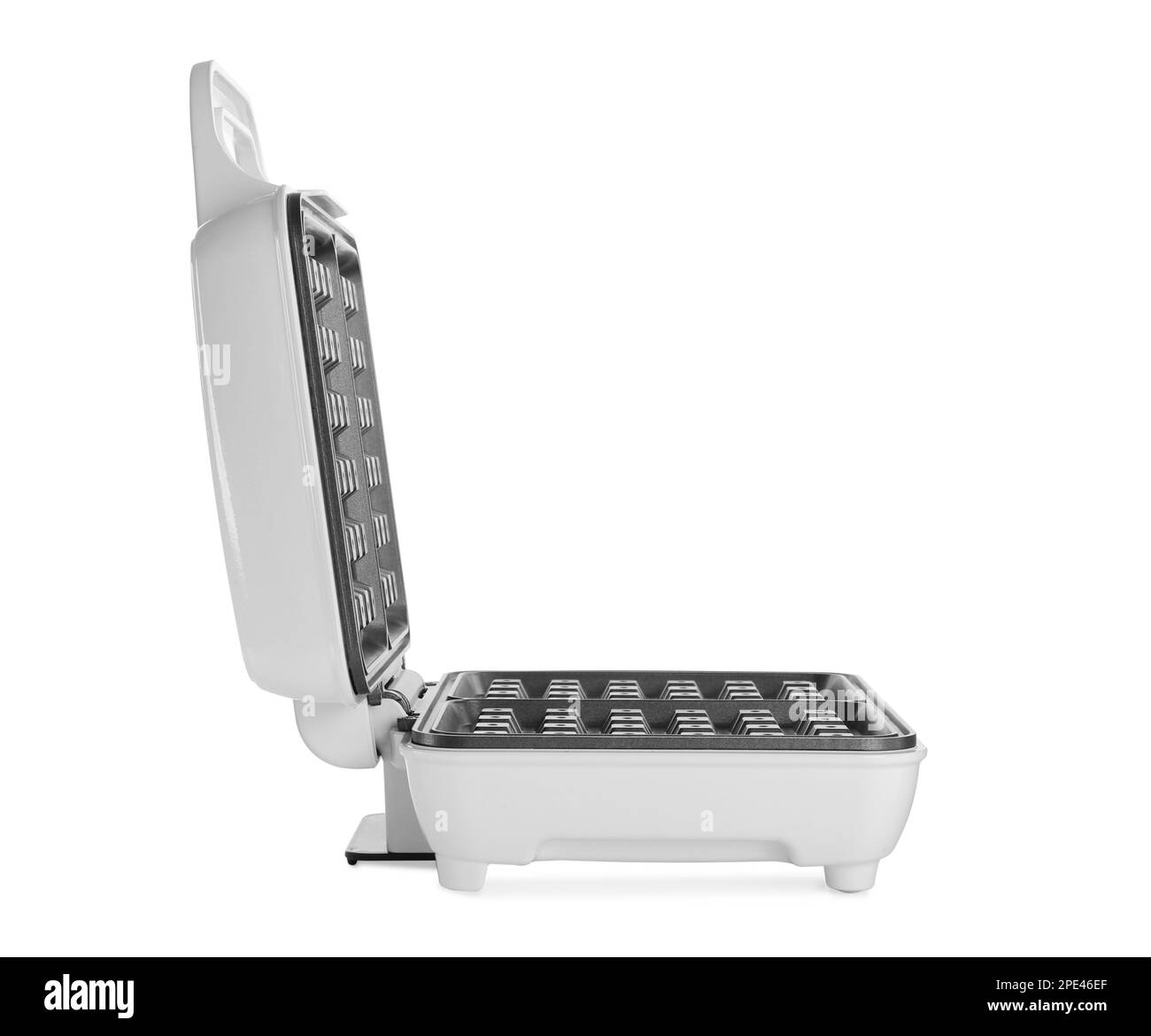 Open electric waffle maker isolated on white Stock Photo Alamy