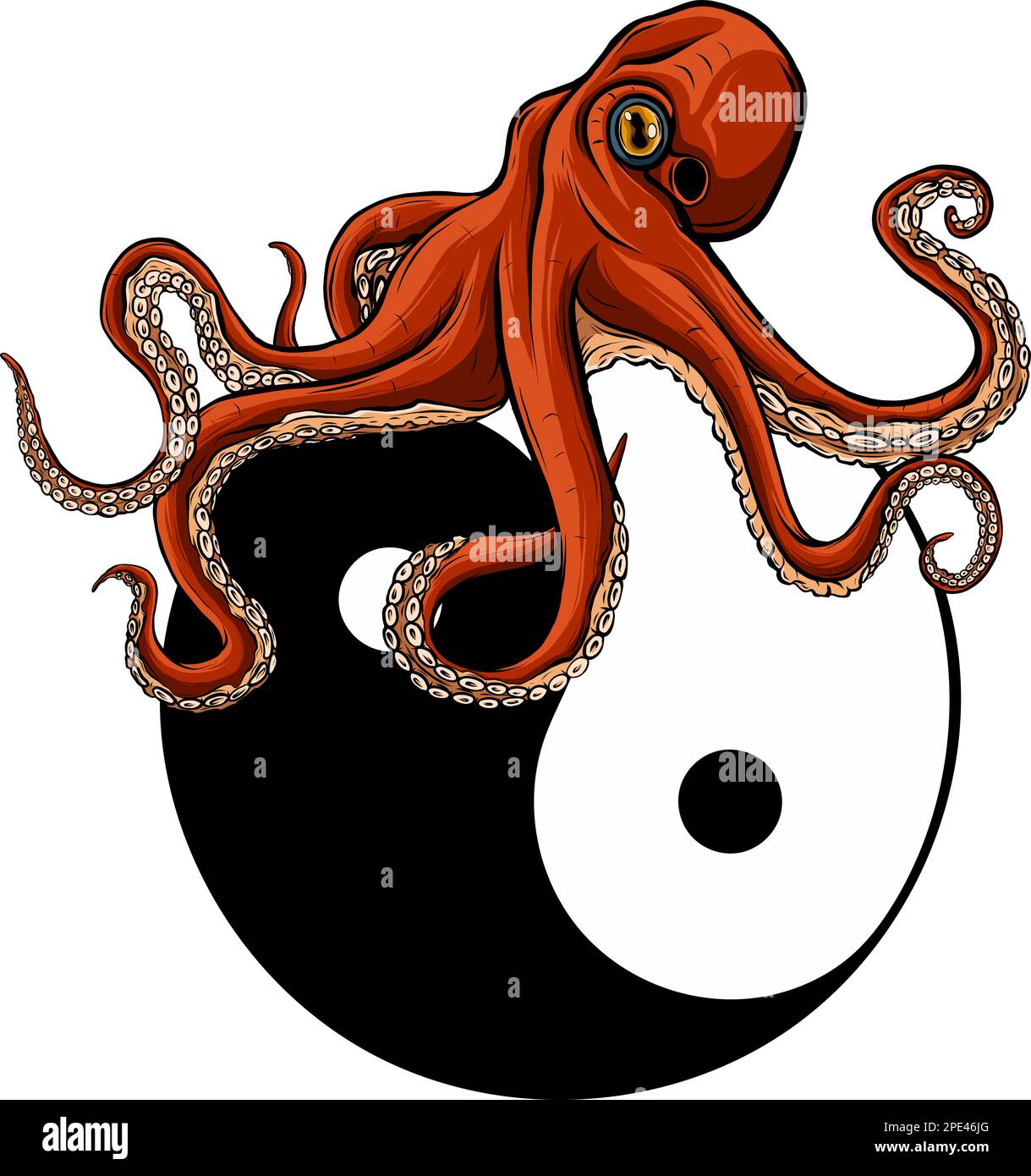 Cartoon young octopus. Vector illustration in cartoon style Stock Vector