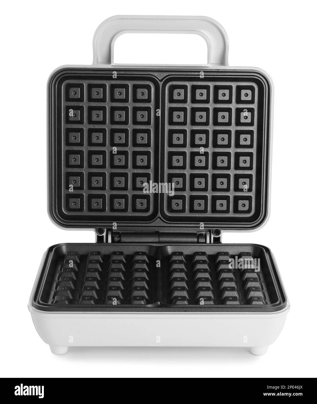Open electric waffle maker isolated on white Stock Photo Alamy