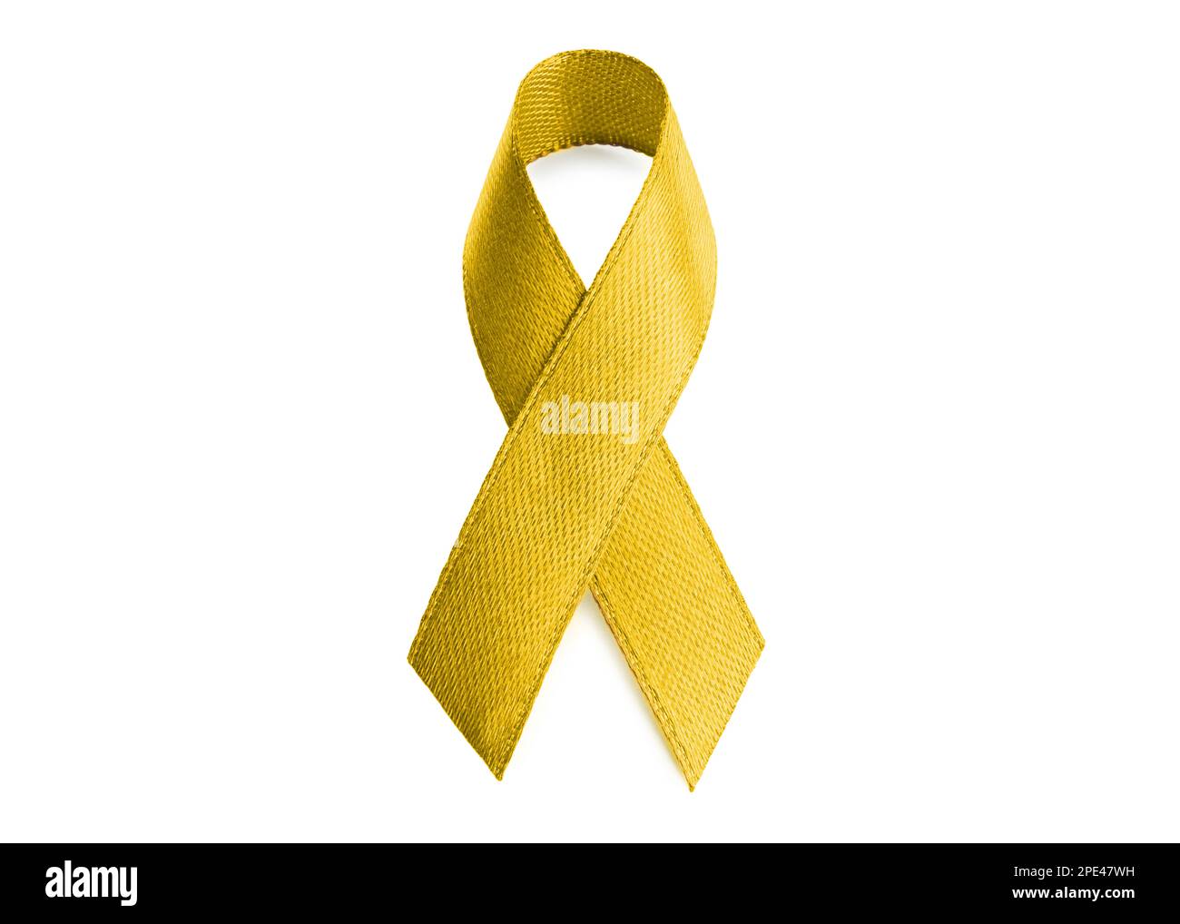 Yellow ribbon isolated on white. World Cancer Day Stock Photo