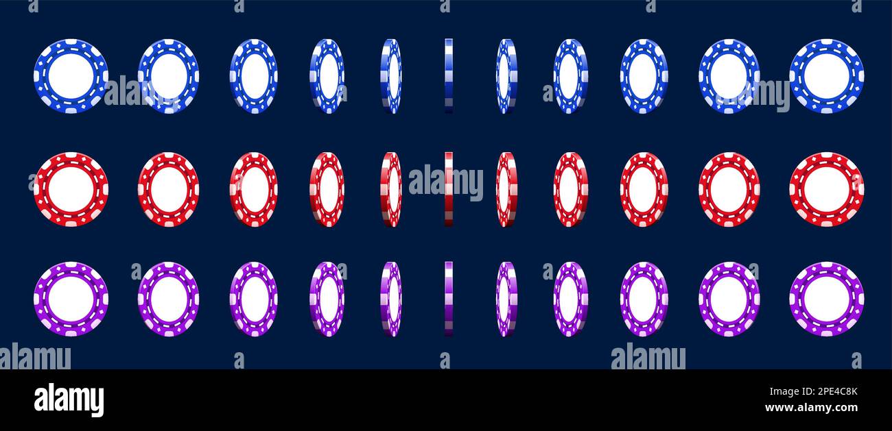 Casino poker chips animated rotation. Vector sequence frame of rotating ...