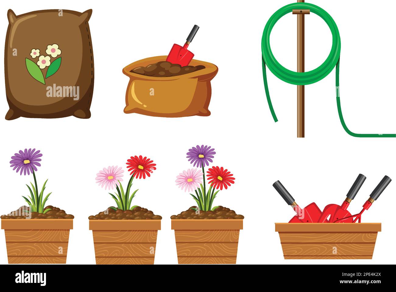 Set of plant and gardening tools and equipment illustration Stock ...