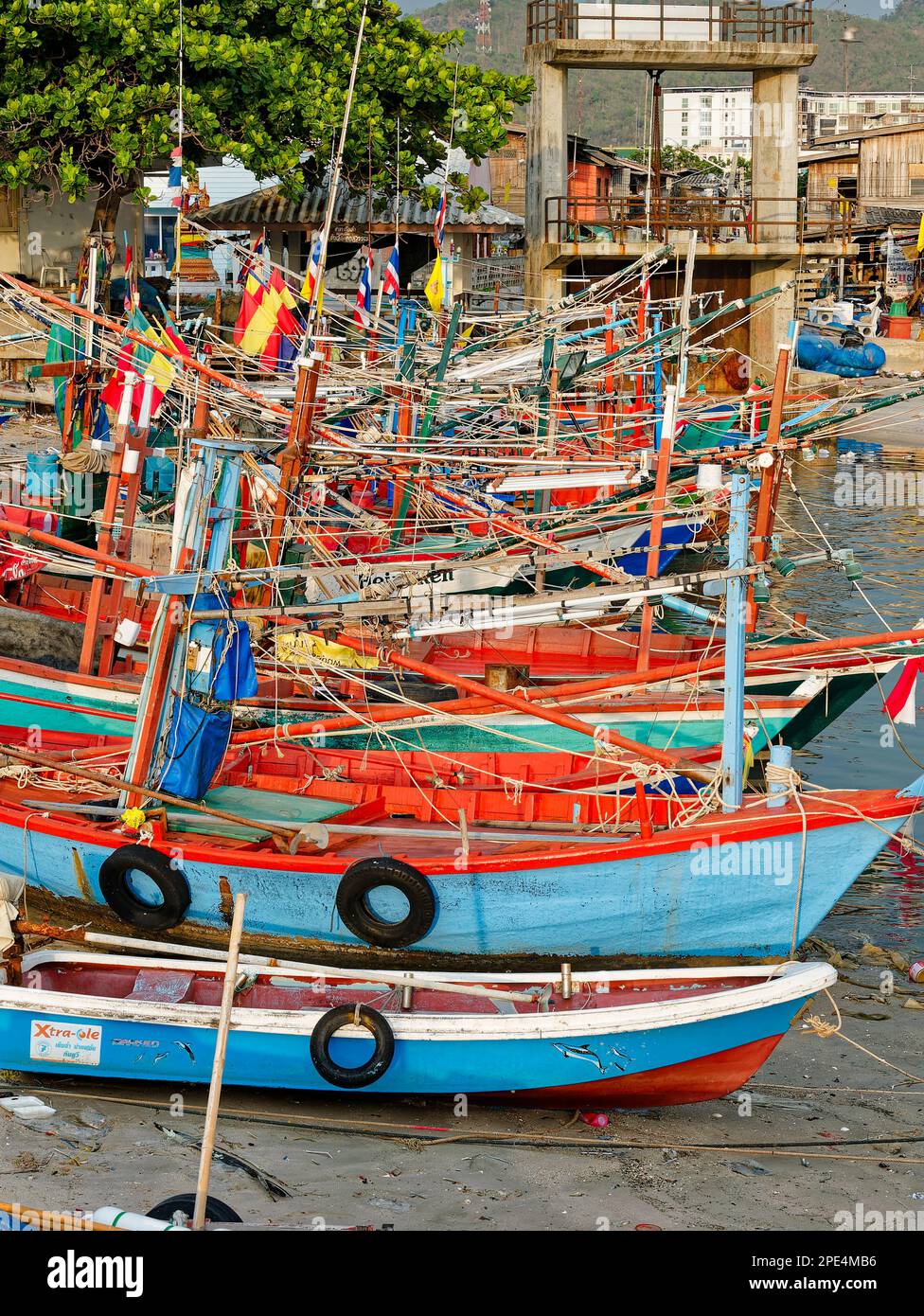 Old colored fishing boats hi-res stock photography and images - Alamy