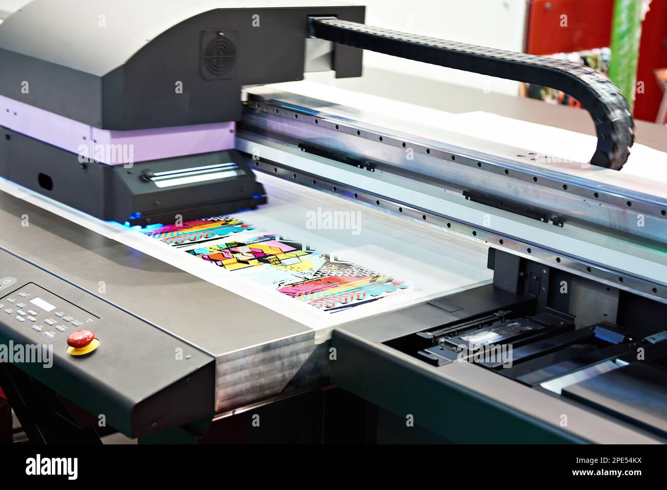 Industrial large format printer in work Stock Photo