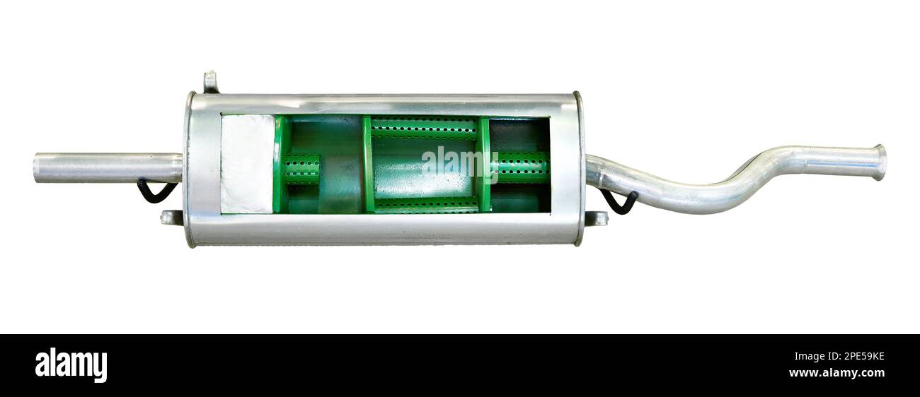 Section muffler of car isolated on white background Stock Photo Alamy