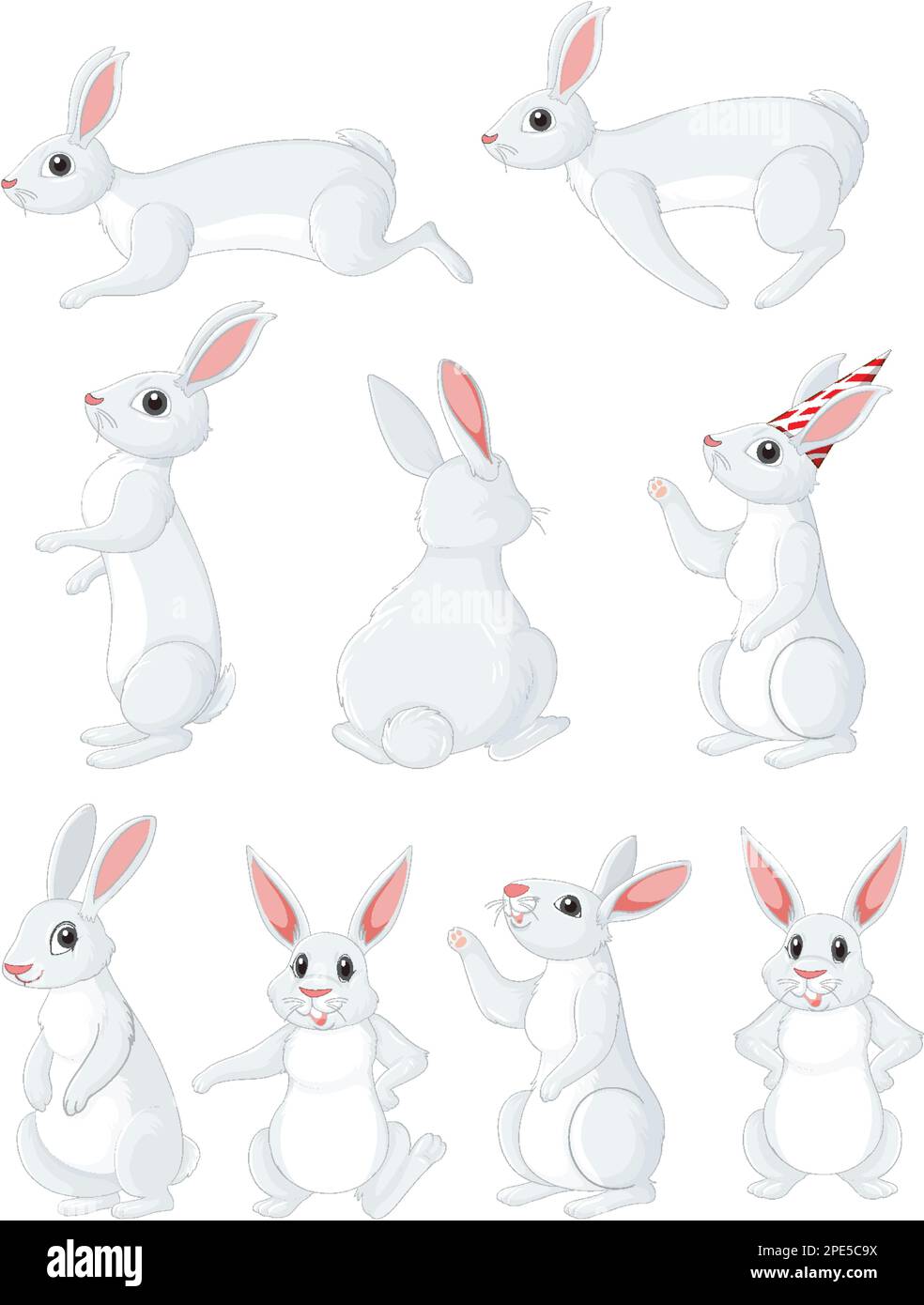 Cute rabbit cartoon character collection illustration Stock Vector ...