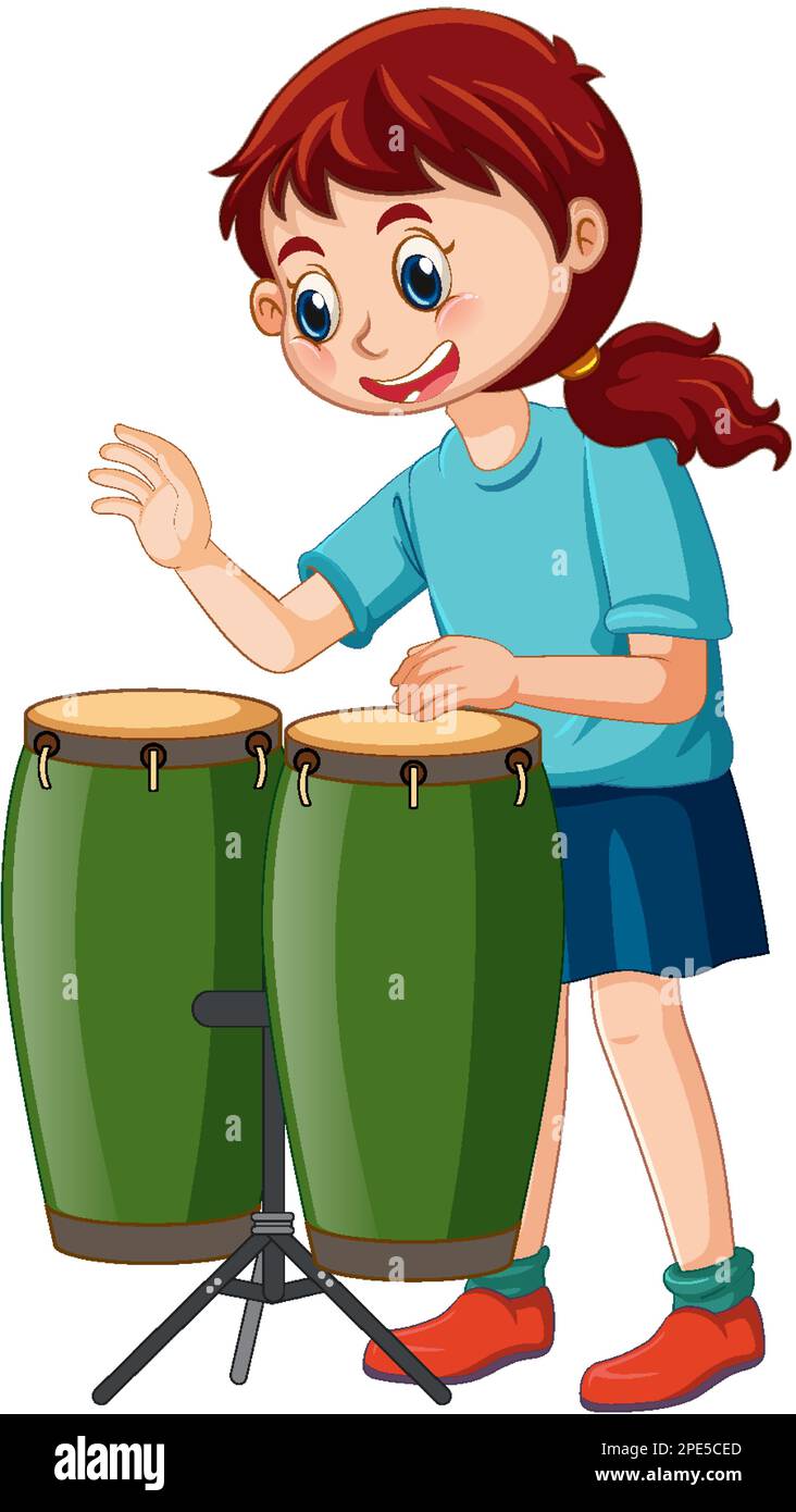 Girl playing conga drums vector illustration Stock Vector Image & Art