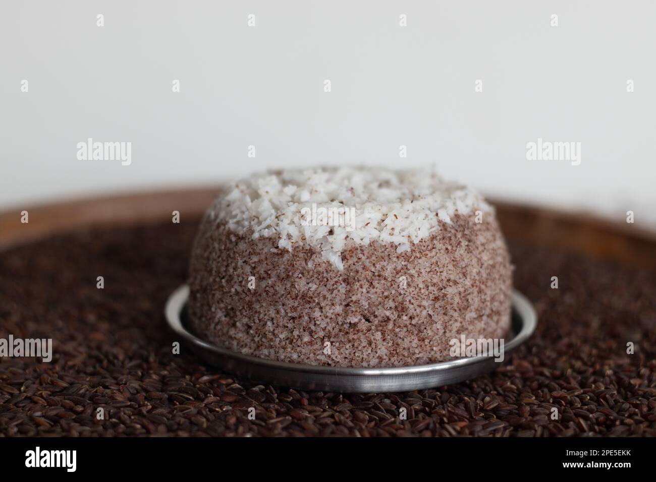 Poongar rice puttu. Steamed rice cake with poongar rice flour and