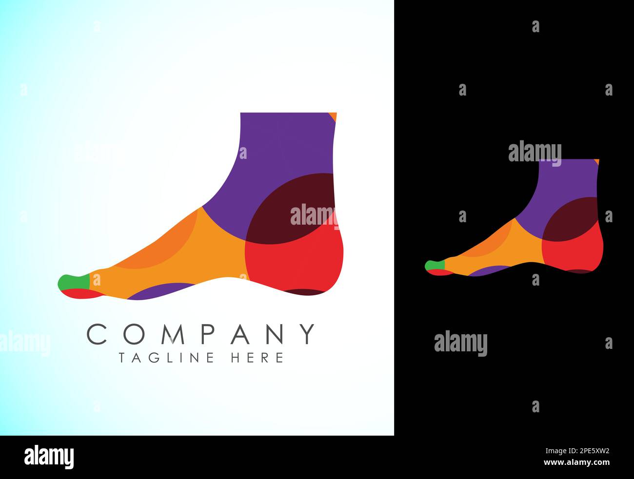 Polygonal foot and care icon logo template, Low poly foot and ankle
