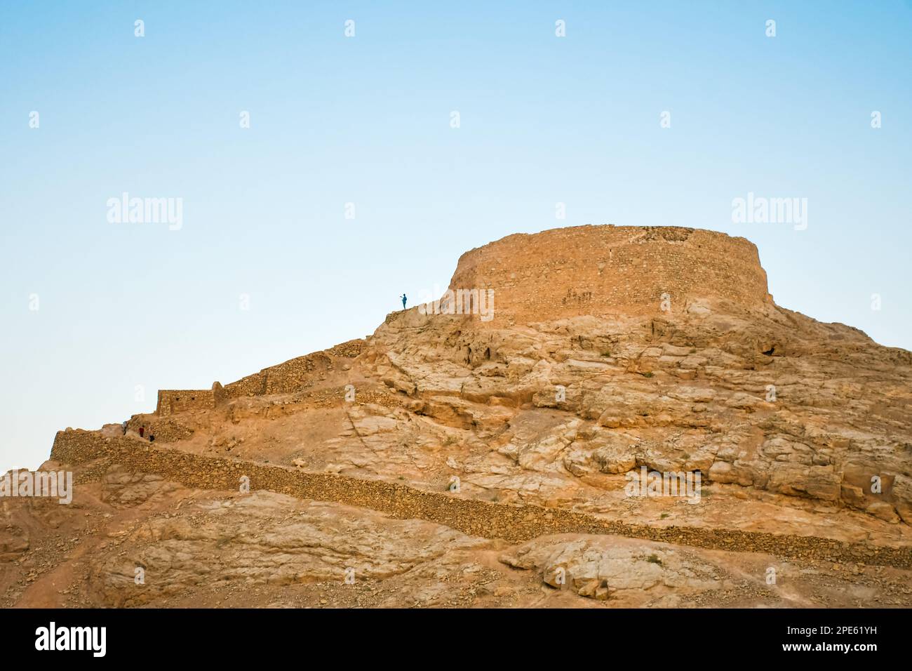 Fire temple on hilltop built by zoroastrians - old ancient civilization Stock Photo