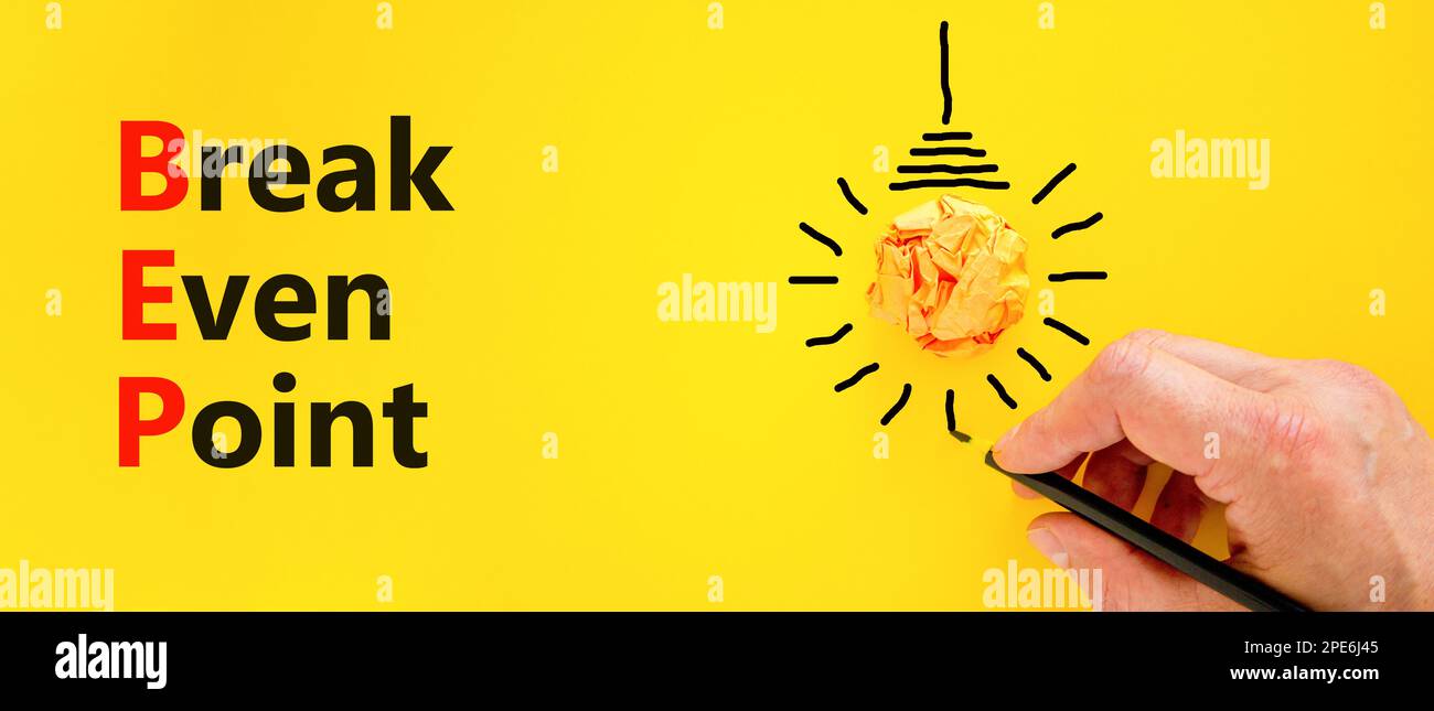 BEP break even point symbol. Concept words BEP break even point on