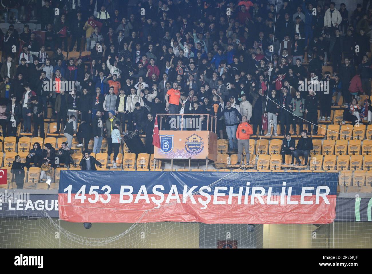 supporters pictured during a soccer game between Turkish Istanbul  Basaksehir FK and Belgian KAA Gent on Wednesday 15 March 2023 in Istanbul,  Turkey, the return leg of the round of 16 of