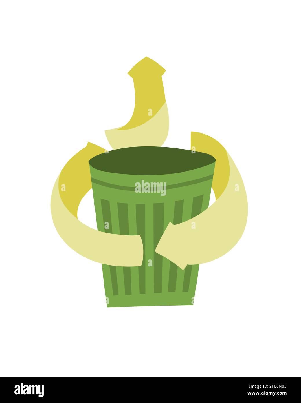 Garbage bin with arrows around it as a symbol of trash upcycle and